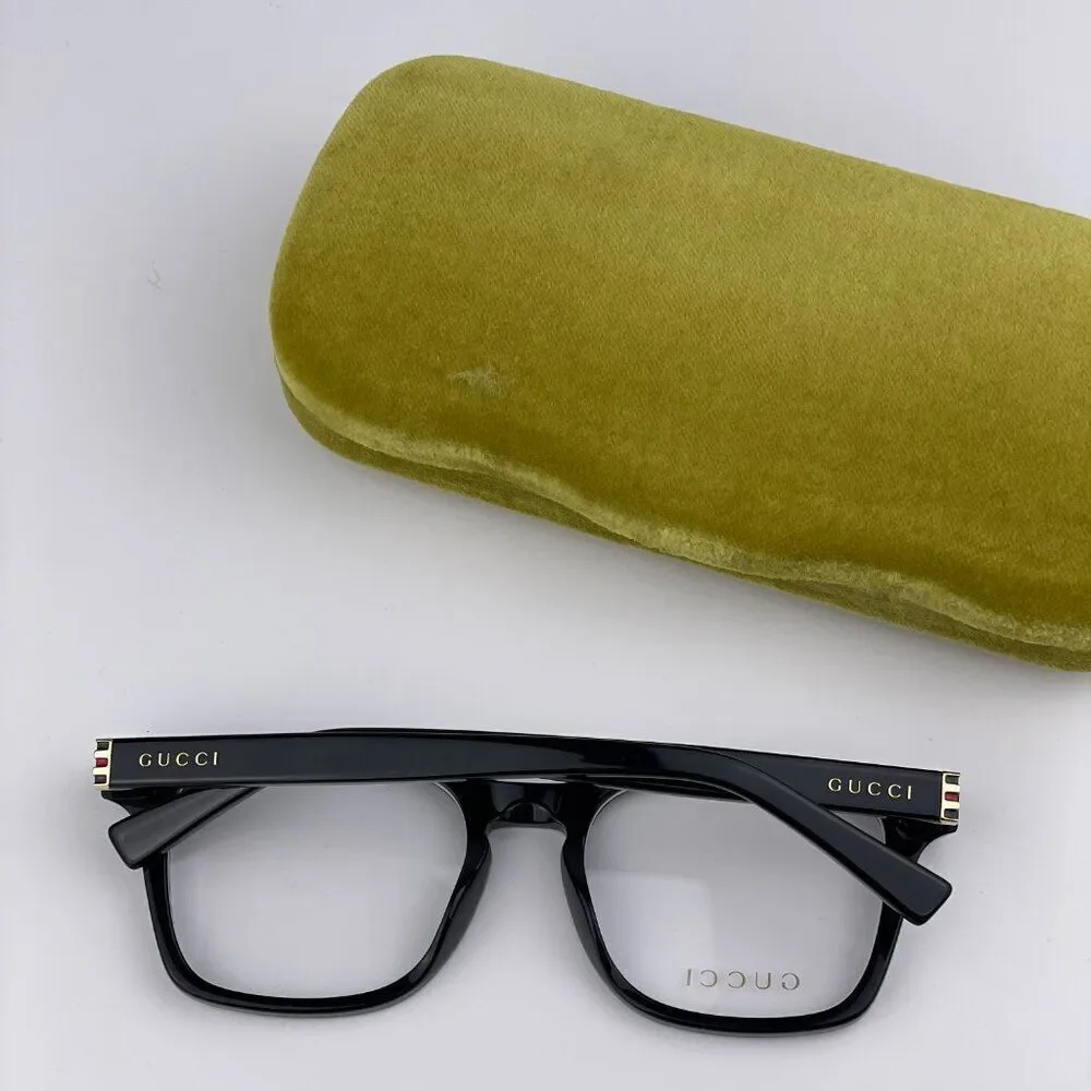 SALE! NEW GUCCI WEB GG0457O 005 Black Gold Square Women Eyeglasses